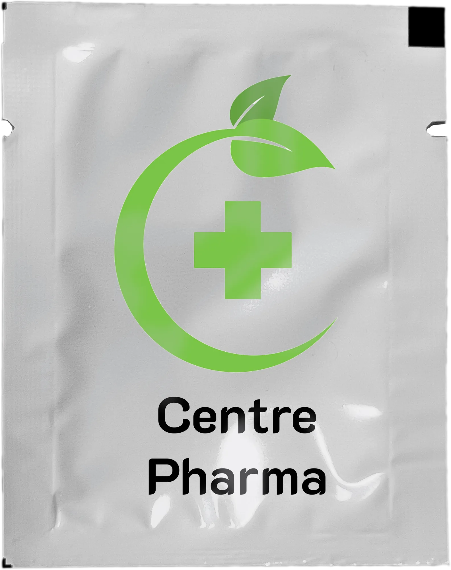 Dosette de gel hydroalcoolique personnalisée, face avant avec logo pharmacie