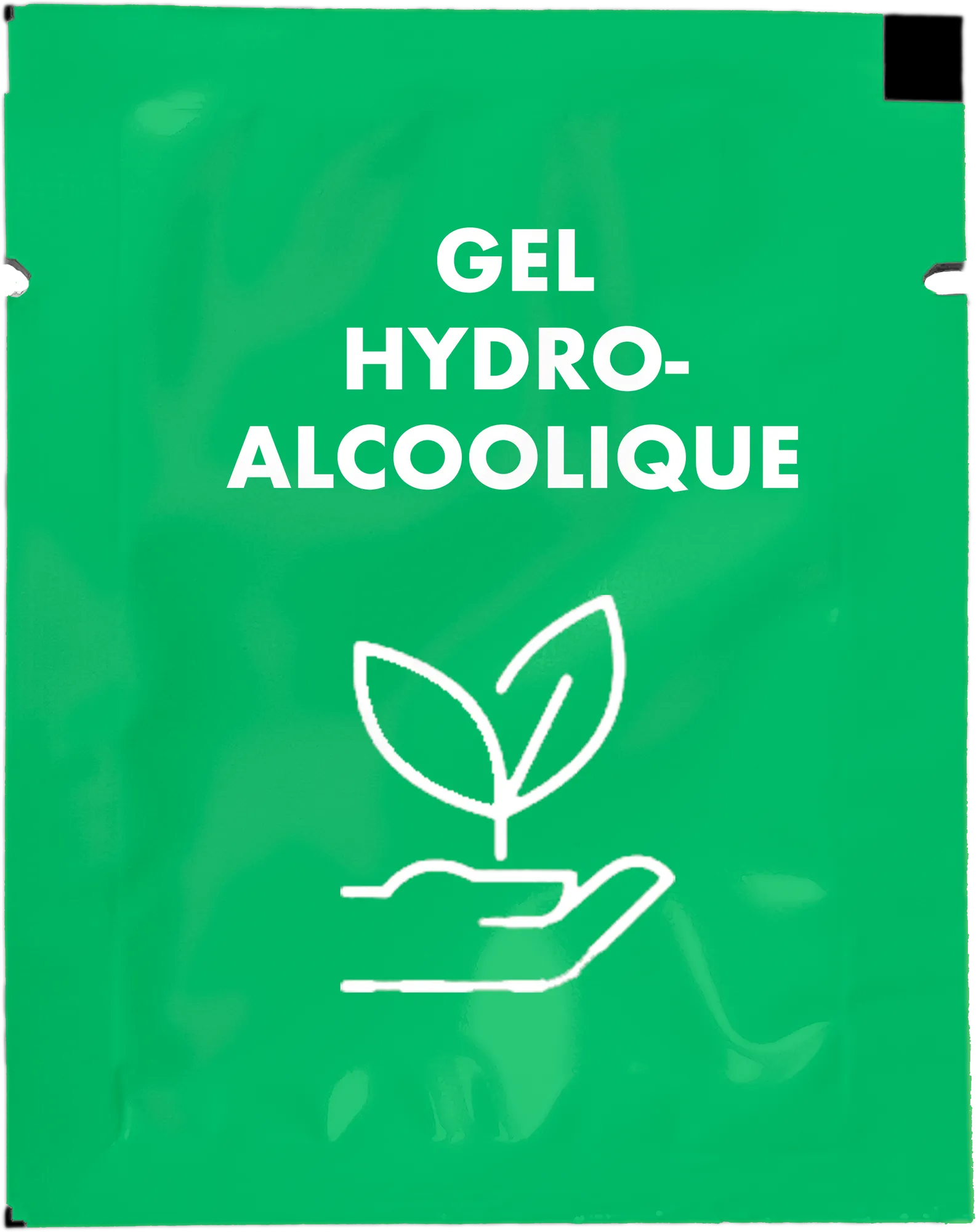 Gel hydroalcoolique en sachet personnalisé, variante d’impression recto