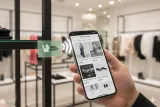 Magnet publicitaire NFC personnalisé exposé en boutique avec branding visible