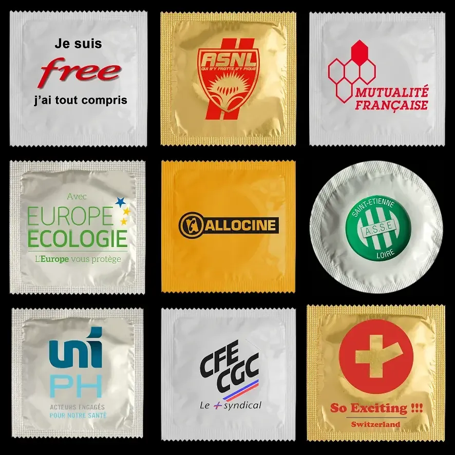 Planche de préservatifs personnalisés pour professionnels, mise en page premium