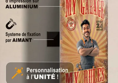 Tableau aluminium aimanté personnalisable Magni’Fix avec visuel de marque en situation