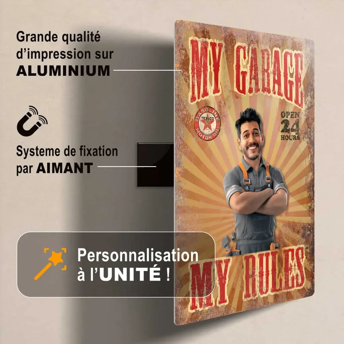 Tableau aluminium aimanté personnalisable Magni’Fix avec visuel de marque en situation
